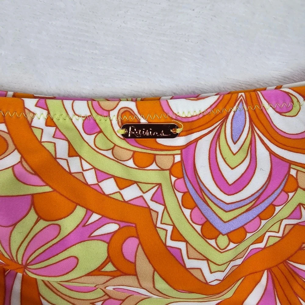 Raisins Sophia Pant Bikini Bottoms Womens Psychedelic Paisley Ruffle Orange‎ M